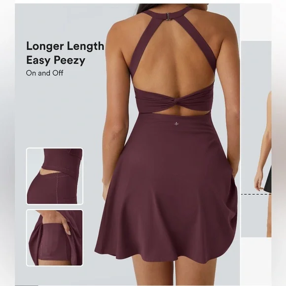 NWT HALARA Backless Twist Dance Active Dress - Easy Peezy sz XL - Picture 5 of 11